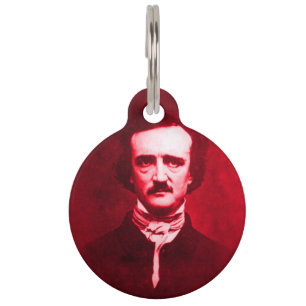 Edgar Allan Poe in Red Pet Tag