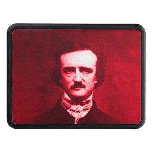 Edgar Allan Poe in Red Trailer Hitch Cover