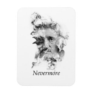 Edgar Allan Poe in Smoke with Raven - Nevermore Magnet