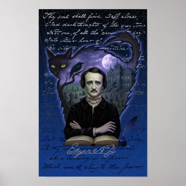 Edgar Allan Poe Poe Gothique Corbeau Poster Art (Devant)