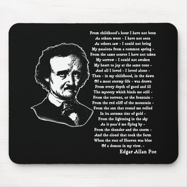 Edgar Allan Poe Poem ALONE Mouse Pad (Front)