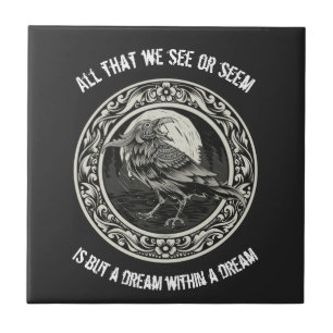 Edgar Allan Poe Poet Author Dream Raven Medallion Tile
