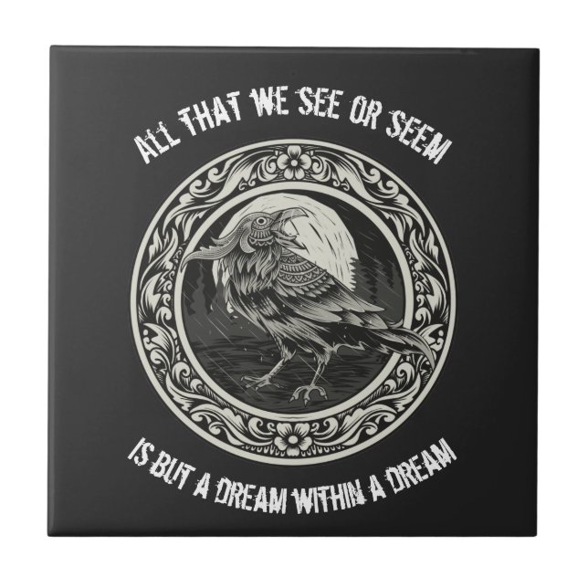 Edgar Allan Poe Poet Author Dream Raven Medallion  Tile (Front)