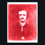 Edgar Allan Poe Pop Art Portrait in red Poster<br><div class="desc">This is a red pop art portrait of author Edgar Allan Poe</div>