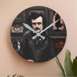 Edgar Allan Poe Round Clock