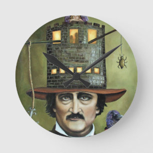 Edgar Allan Poe Round Clock