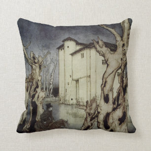 Edgar Allan Poe Usher painting by Arthur Rackham Throw Pillow