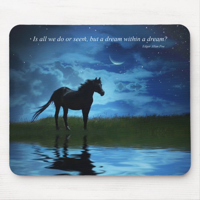 Edgar Allan Poe's Poem with Horse and Night Sky Mouse Pad (Front)