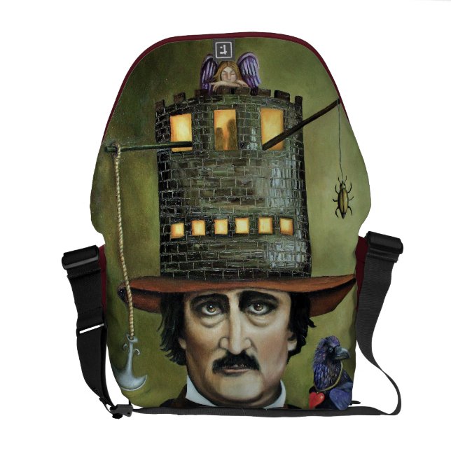 Edgar Allen Poe Messenger Bag (Back Open)