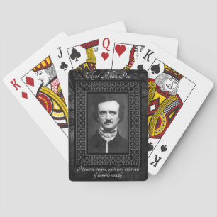 Edgar Allen Poe Quote Creepy Vintage Black/Grey Playing Cards