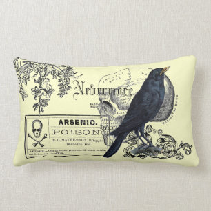 Edgar Allen Poe Raven Collage Lumbar Pillow