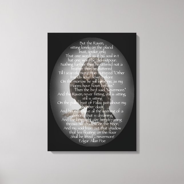Edgar Allen Poe Raven Poem, Nevermore Quote Canvas Print (Front)