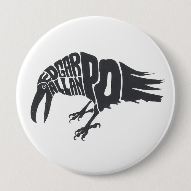 Edgar Allen Poe - The Raven 4 Inch Round Button (Front)