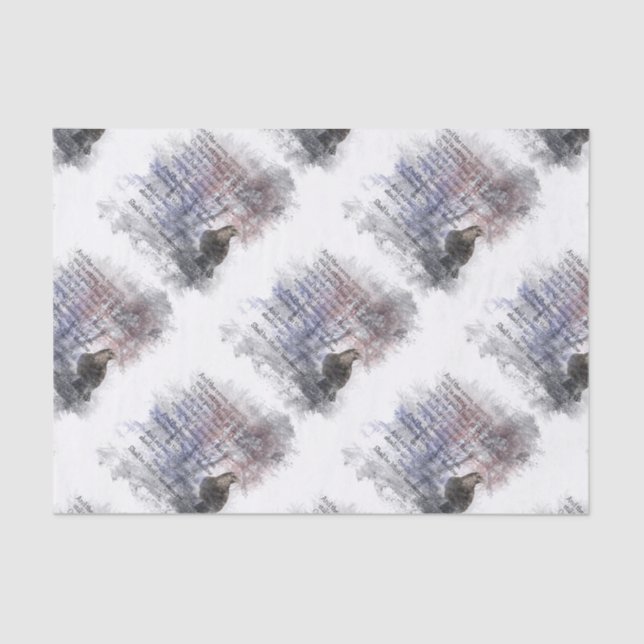 Edgar Allen Poe The Raven Bird Halloween Poem Tissue Paper (Front)