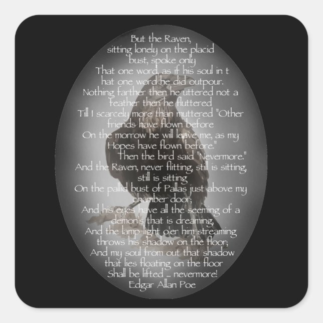 Edgar Allen Poe "The Raven" Halloween Poem bird Square Sticker (Front)