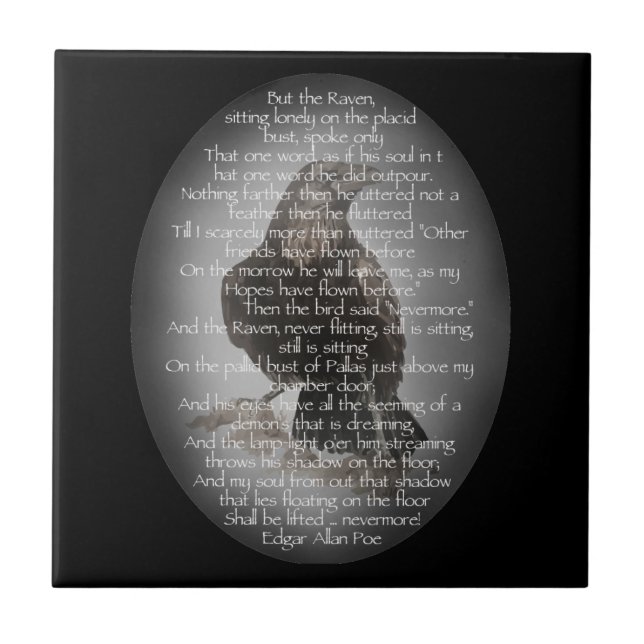 Edgar Allen Poe "The Raven" Halloween Poem bird Tile (Front)