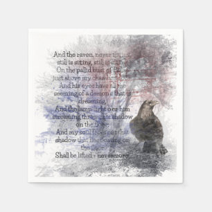 Edgar Allen Poe "The Raven" raven bird Halloween Napkin