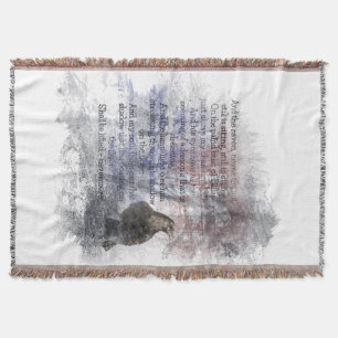 Edgar Allen Poe "The Raven" raven bird Halloween Throw Blanket