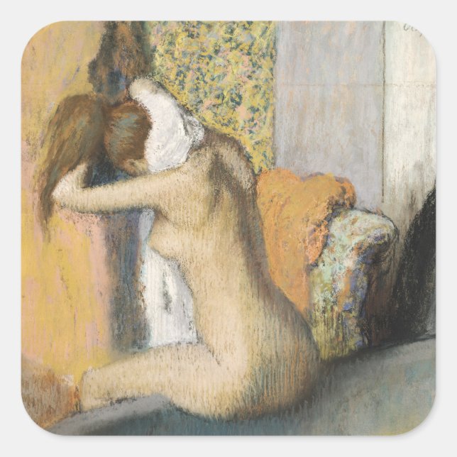 Edgar Degas | After the Bath, Woman Drying Neck Square Sticker (Front)