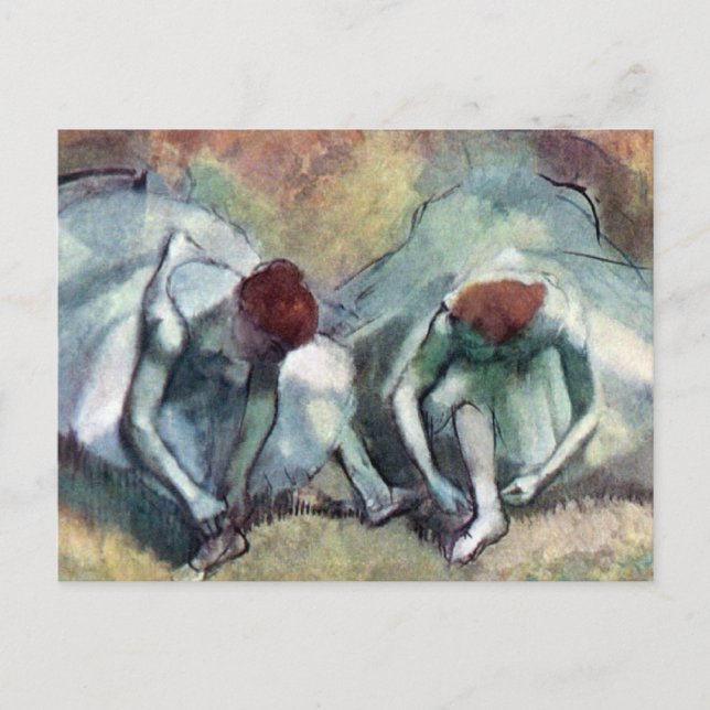 Edgar Degas - Ballet Dancers Tying Shoes Postcard (Front)