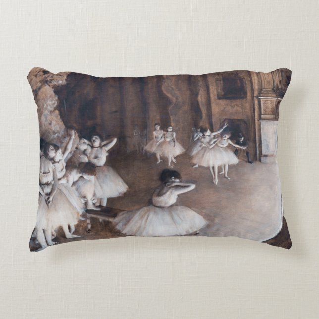 Edgar Degas - Ballet Rehearsal on Stage Accent Pillow (Front)