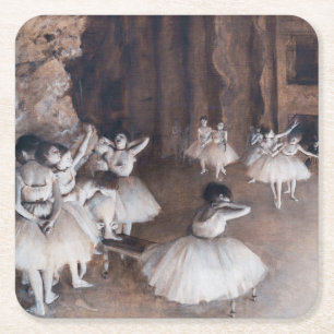 Edgar Degas - Ballet Rehearsal on Stage Square Paper Coaster