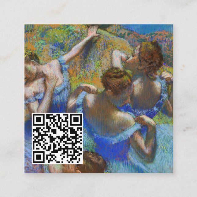 Edgar Degas - Blue Dancers - QR Code Square Business Card (Front)
