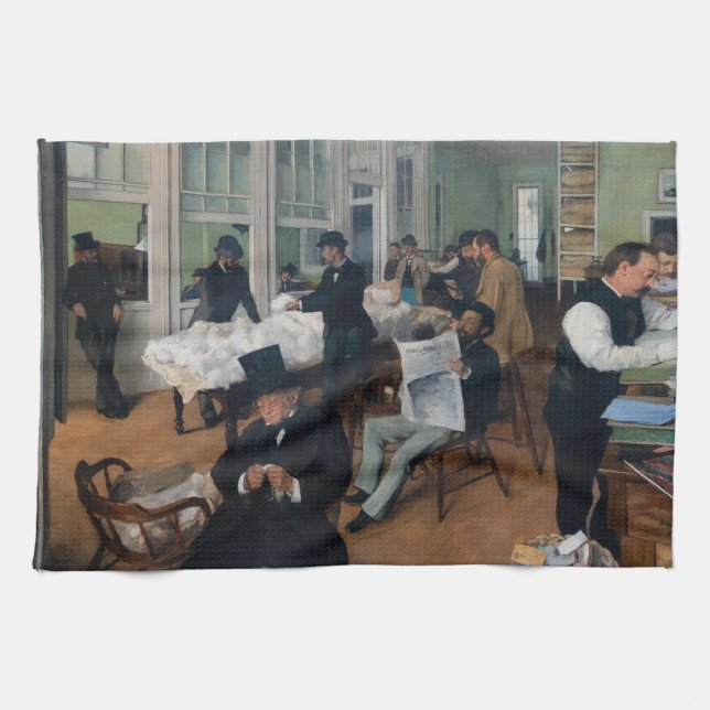 Edgar Degas - Cotton Office in New Orleans Kitchen Towel (Horizontal)