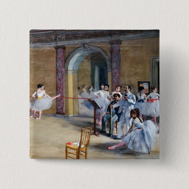 Edgar Degas - Dance Foyer, Opera rue Le Peletier 2 Inch Square Button (Front)