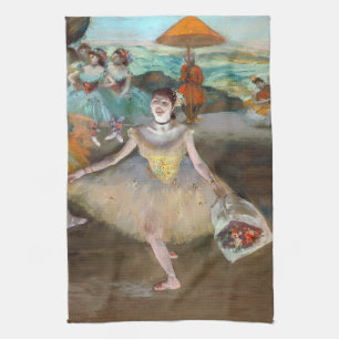 Edgar Degas - Dancer with Bouquet, Bowing on Stage Kitchen Towel
