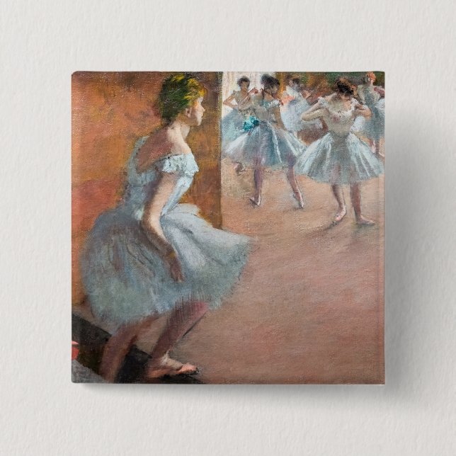 Edgar Degas - Dancers Climbing a Staircase 2 Inch Square Button (Front)