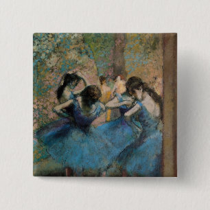 Edgar Degas   Dancers in blue, 1890 2 Inch Square Button