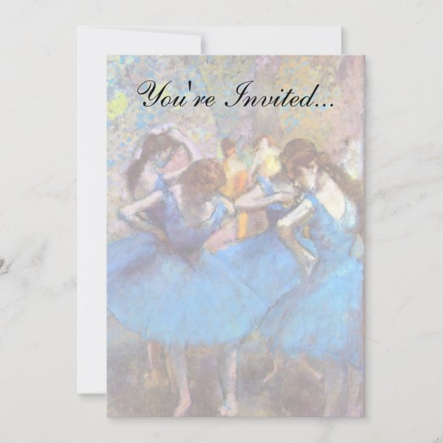 Edgar Degas - Dancers In Blue - Ballet Dance Lover Invitation (Front)