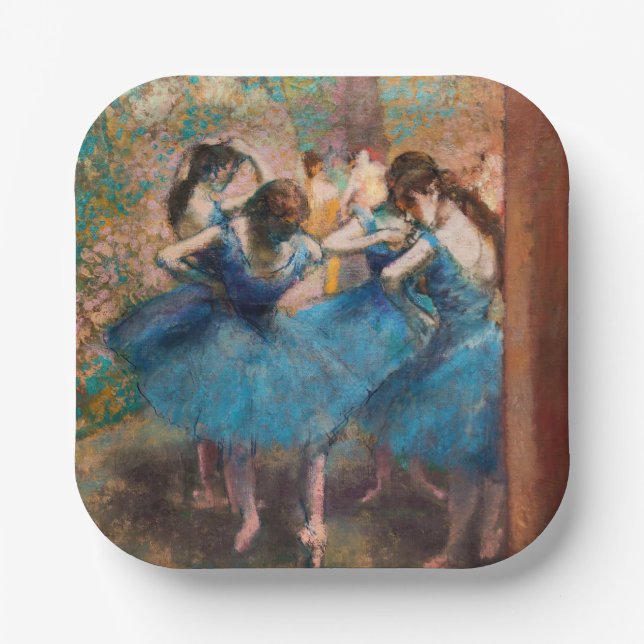 Edgar Degas - Dancers in blue Paper Plate (Front)