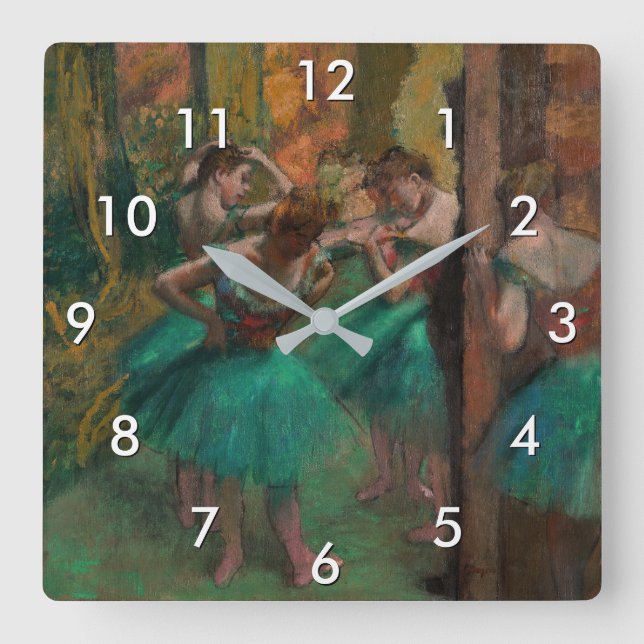 Edgar Degas - Dancers, Pink and Green Square Wall Clock (Front)