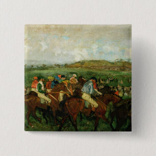 Edgar Degas   Gentlemen race, Before the Departure 2 Inch Square Button
