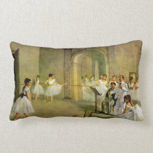 Edgar Degas - Hall of the Opera Ballet in the Rue Lumbar Pillow