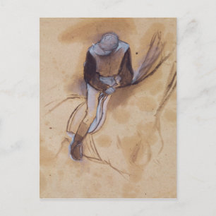 Edgar Degas   Jockey flexed forward standing Postcard