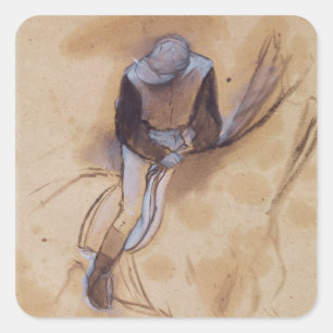 Edgar Degas   Jockey flexed forward standing Square Sticker