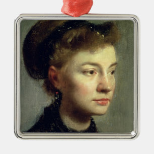 Edgar Degas   Portrait of a young woman, 1867 Metal Ornament