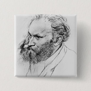Edgar Degas Portrait of Edouard Manet 2 Inch Square Button