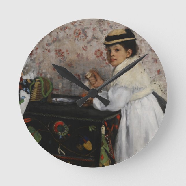 Edgar Degas | Portrait of Mlle Hortense Valpin�on Round Clock (Front)
