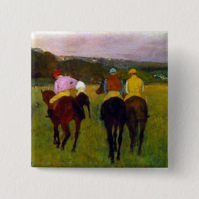 Edgar Degas Race Horses at Longchamp 2 Inch Square Button (Front)