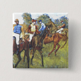 Edgar Degas - Race Horses Jockey Trees Rennpferde 2 Inch Square Button