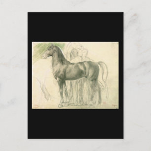 Edgar Degas Study of a horse with figures Postcard