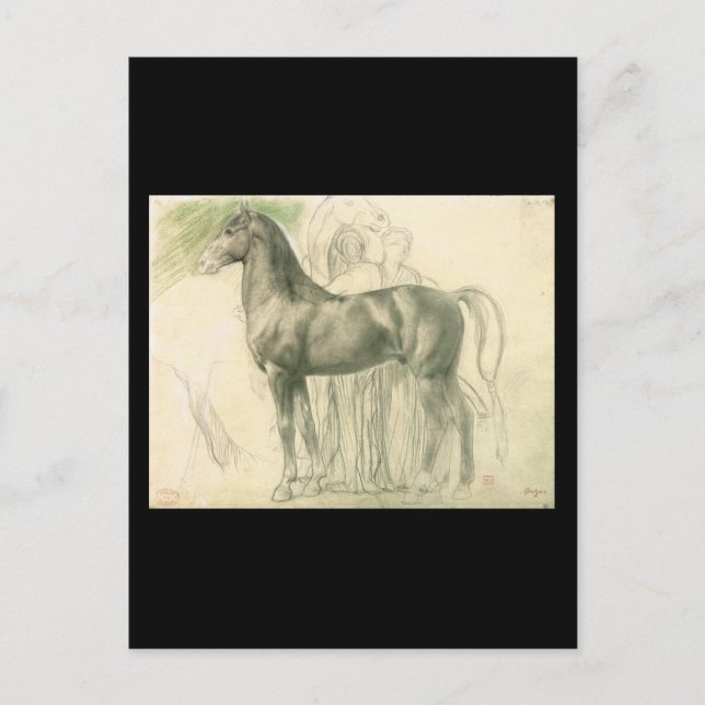 Edgar Degas Study of a horse with figures Postcard (Front)