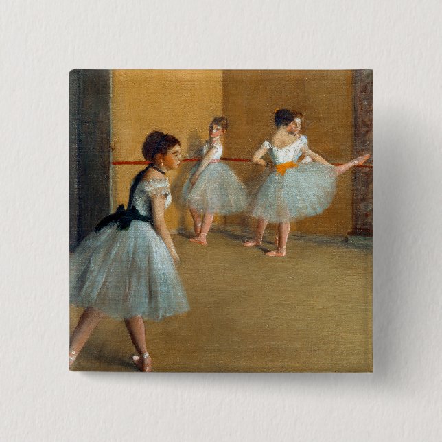 Edgar Degas The Dance Foyer at the Opera 2 Inch Square Button (Front)