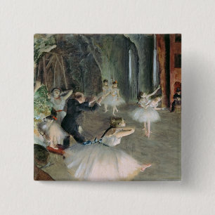Edgar Degas The Rehearsal of the Ballet on Stage 2 Inch Square Button