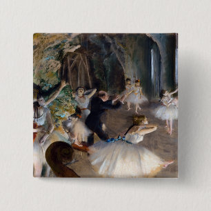 Edgar Degas - The Rehearsal of the Ballet Onstage 2 Inch Square Button