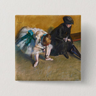 Edgar Degas - Waiting 2 Inch Square Button